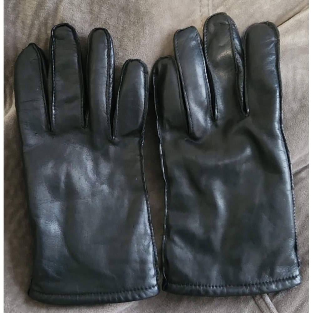 Apt. 9 Black Genuine Leather Gloves Women's Large L Warm Lined Classic‎ Black